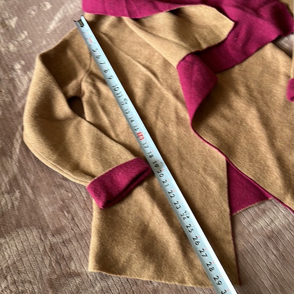 New a ida made in Italy pink and tan knit open cardigan sweater medium - Picture 2 of 6